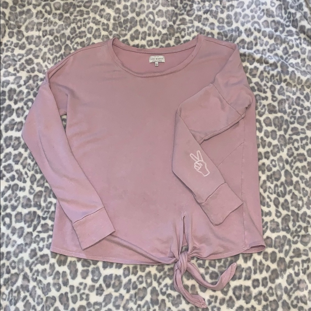 Lucky Brand 🍀 tie knot sweater with peace ✌️ sign